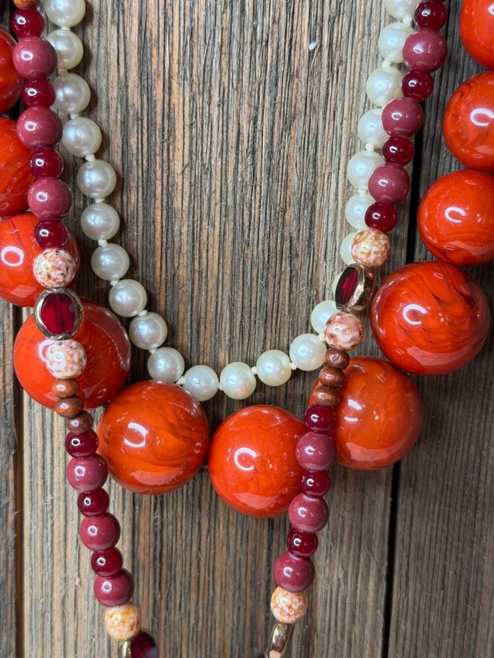 Vintage Necklace Set | Hand Curated Statement Jewelry Lot | Orange Bead Necklace